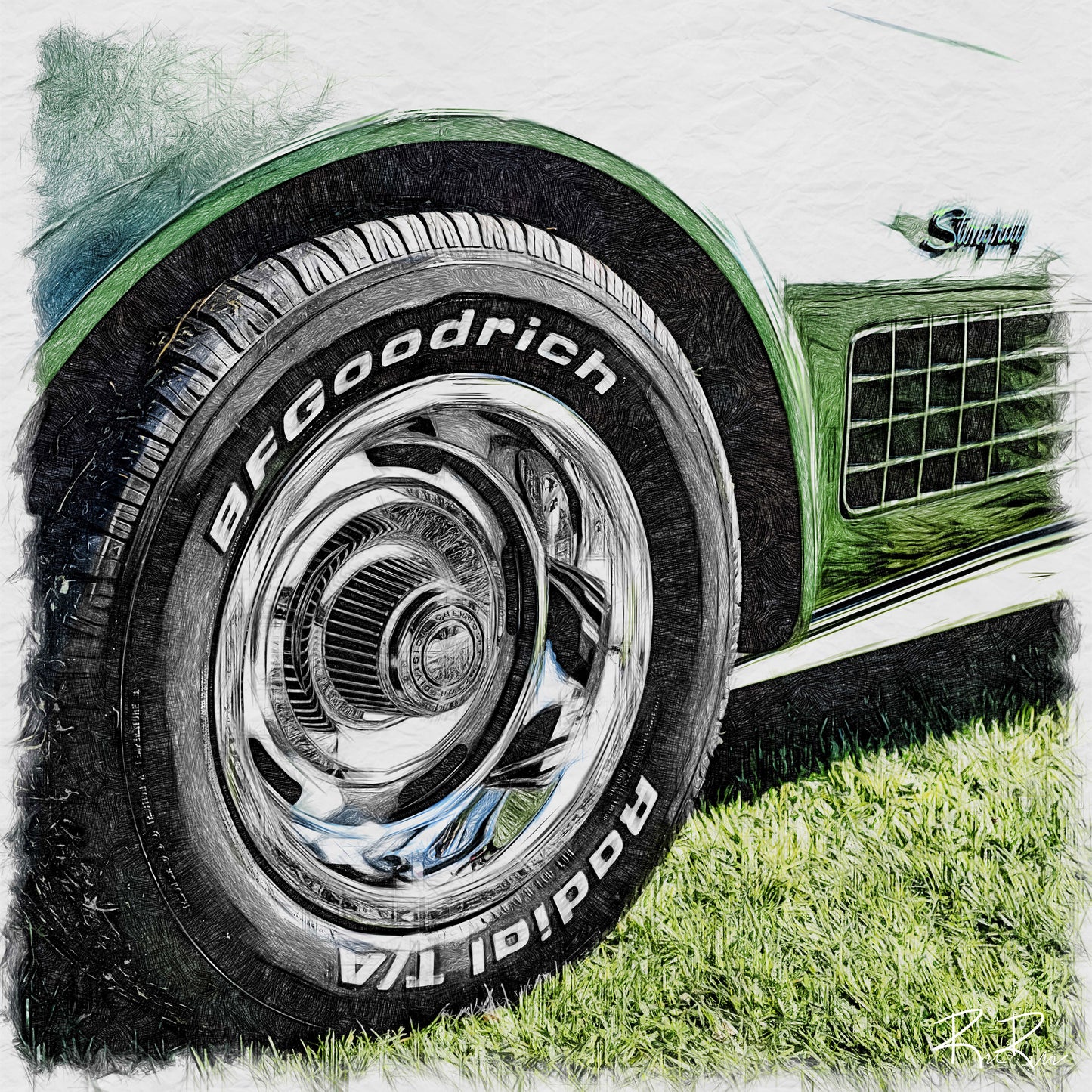 Emerald Dream: 1960's Corvette Stingray Front Quarter